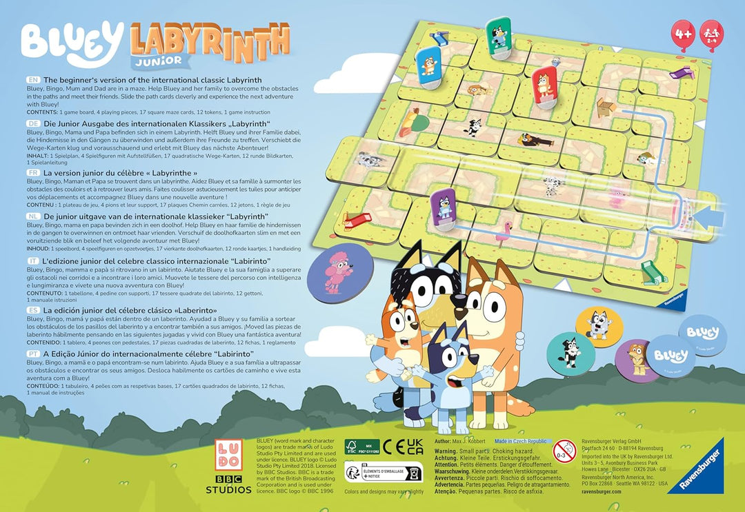 Ravensburger 24711 - Bluey Junior Labyrinth - Die Junior-Ausgabe des Familienspiel-Klassikers für Fa