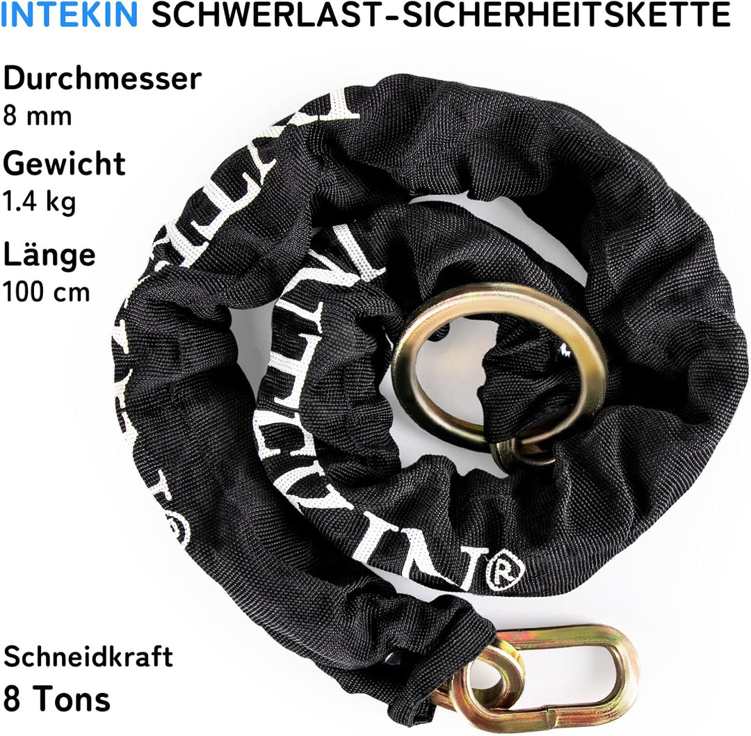 Schloss Kette - 8 mm starke Motorrad-Kette aus gehärtetem Stahl - 96 cm Länge Schwarz 96 cm - 8 mm V
