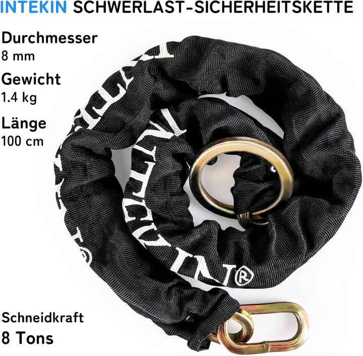 Schloss Kette - 8 mm starke Motorrad-Kette aus gehärtetem Stahl - 96 cm Länge Schwarz 96 cm - 8 mm V