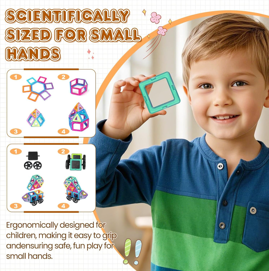 Magnetische Bausteine 63 Teile mini Magnetbausteine Magnete Kinder Magnetspielzeug Set für Kinder ab