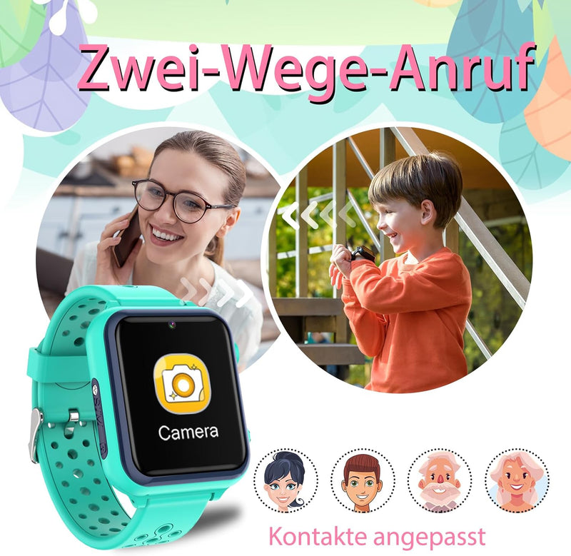 Smartwatch Kinder , Spiele , Telefon für Mädchen und Jungen ( Grün), Grün