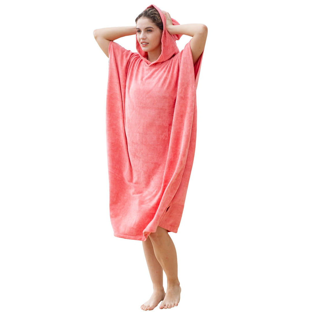 Kato Tirrinia Mikrofaser Surfponcho Handtuchkleid Badeponcho Damen Herren, Lang Surf Poncho Sauna Ba