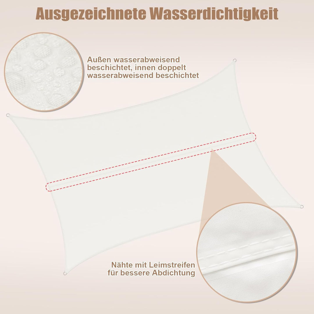 WOLTU PES Sonnensegel 300D Oxfordgewebe Neumaterial mit PU-Beschichtung | 1000MM Wasserstandfestigke