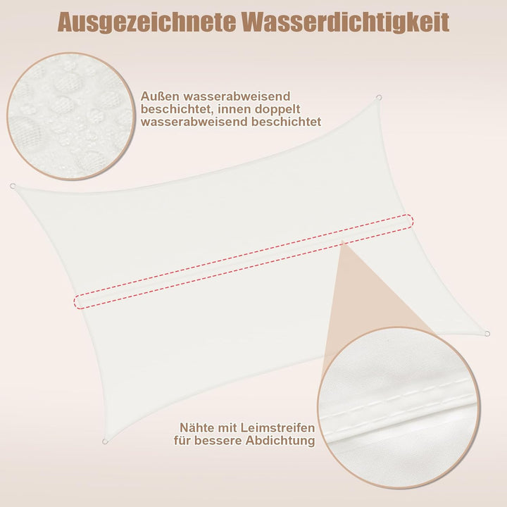 WOLTU PES Sonnensegel 300D Oxfordgewebe Neumaterial mit PU-Beschichtung | 1000MM Wasserstandfestigke