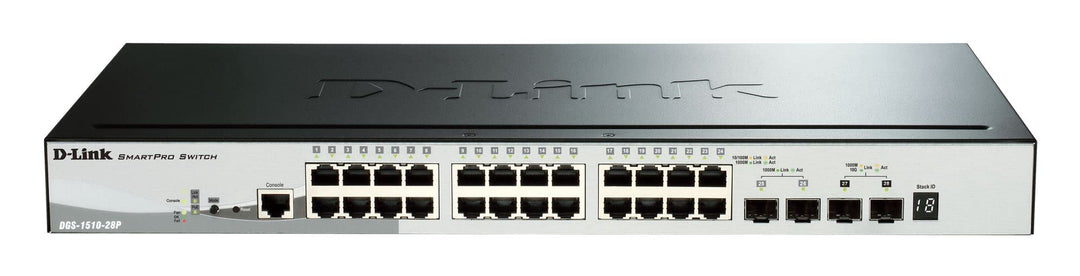 D-Link DGS-1510-28P/E, 28-Port Layer 2/3 Smart Managed Gigabit Stack Switch (24x 10/100/1000 Mbit/s