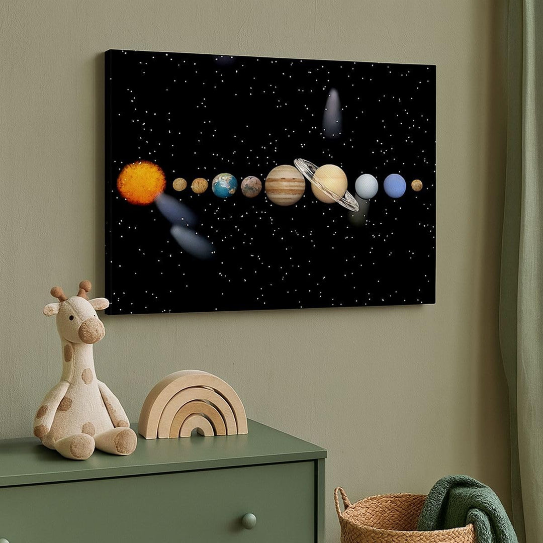Bilder auf Leinwand Universum Galaxie Planeten Sterne Leinwandbild 70x50cm Wandbilder Dekoration Woh