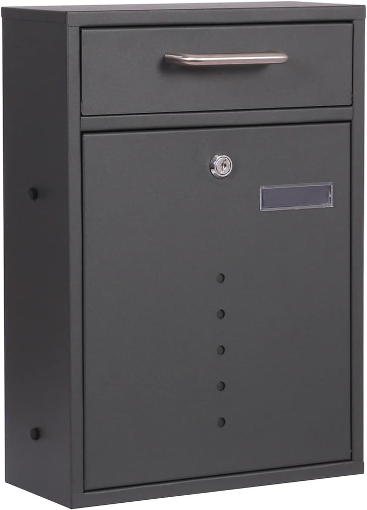 Briefkasten V51 in Anthrazit Postkasten abschliessbarer Wandbriefkasten mit Sichtfenstern Box, Anthr