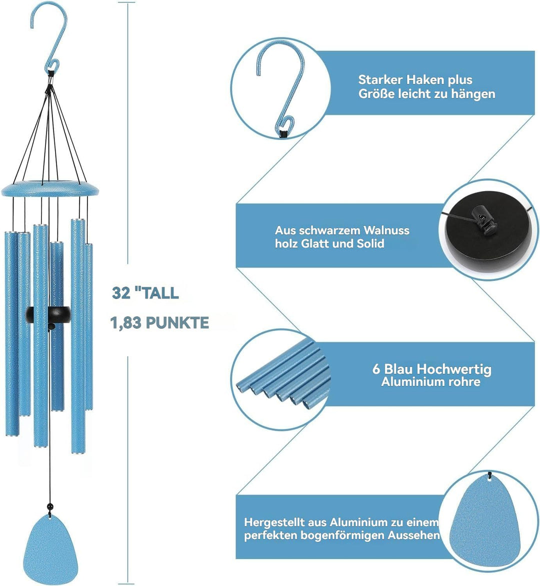 Windspiele FüR DraussEn HäNgend Windspiele - 6 RöHren Chimes FüR Garten, Balkon,Windspiel Garten -Ga