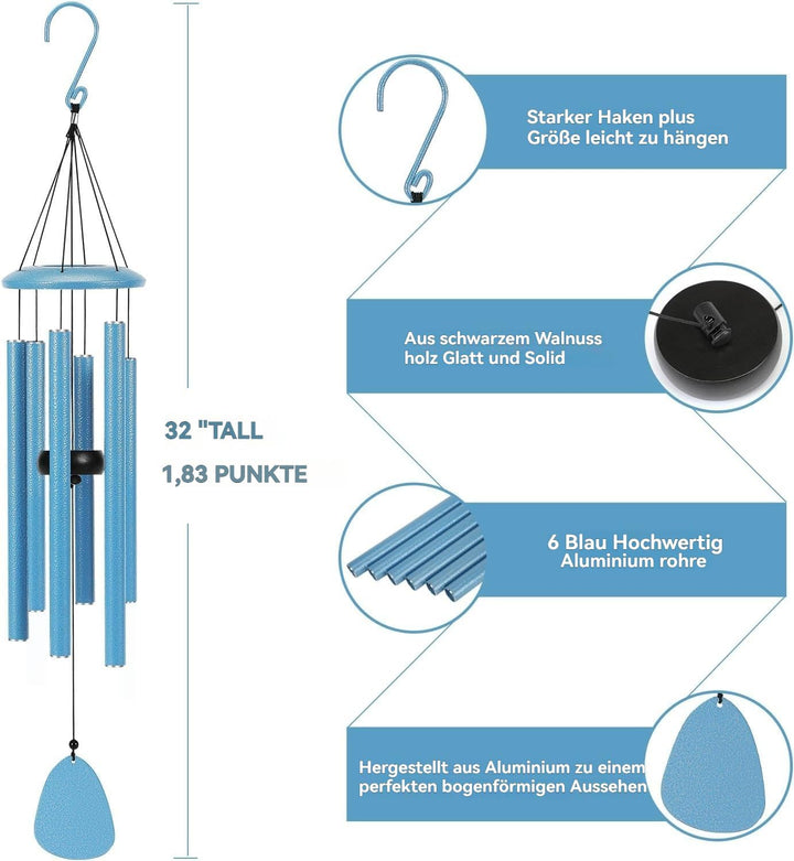 Windspiele FüR DraussEn HäNgend Windspiele - 6 RöHren Chimes FüR Garten, Balkon,Windspiel Garten -Ga