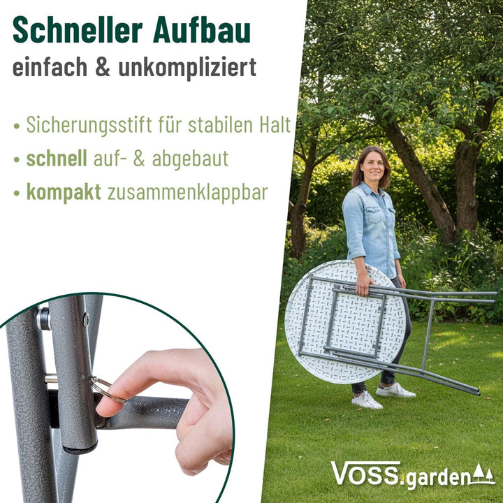 VOSS.garden 2X Stehtische Ø80cm/ 105cm, Hochtisch klappbar, Kunststoff & Stahlgestell