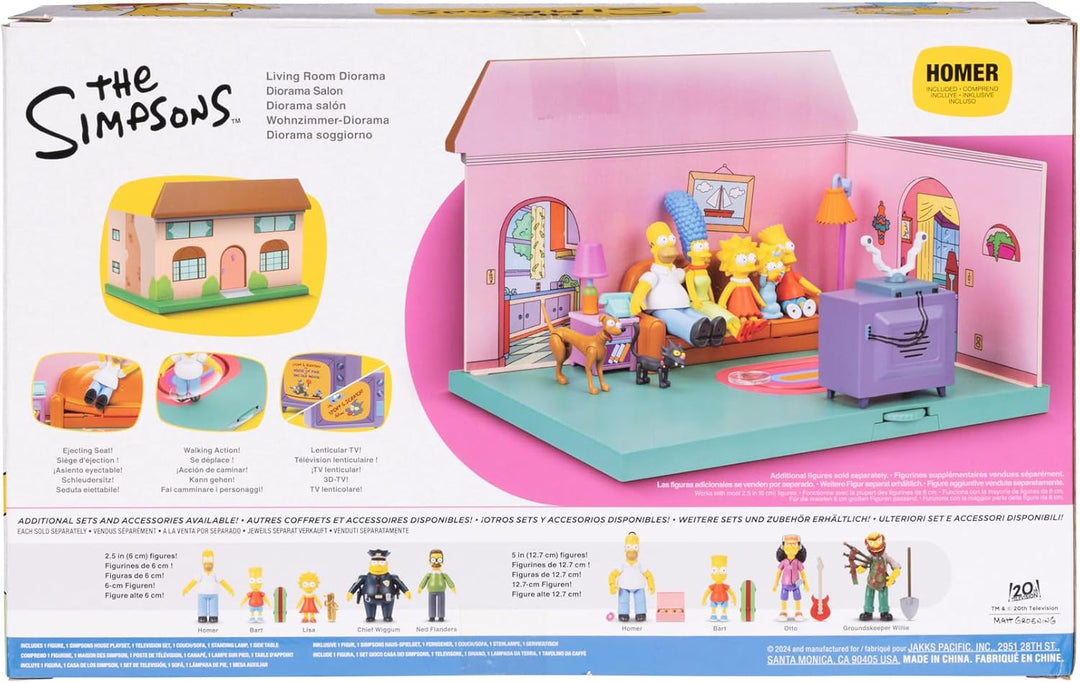 DIE Simpsons Wohnzimmer-Diorama-Haus-Spielset von JAKKS Pacific, inkl. 6 cm grosser Homer-Figur und