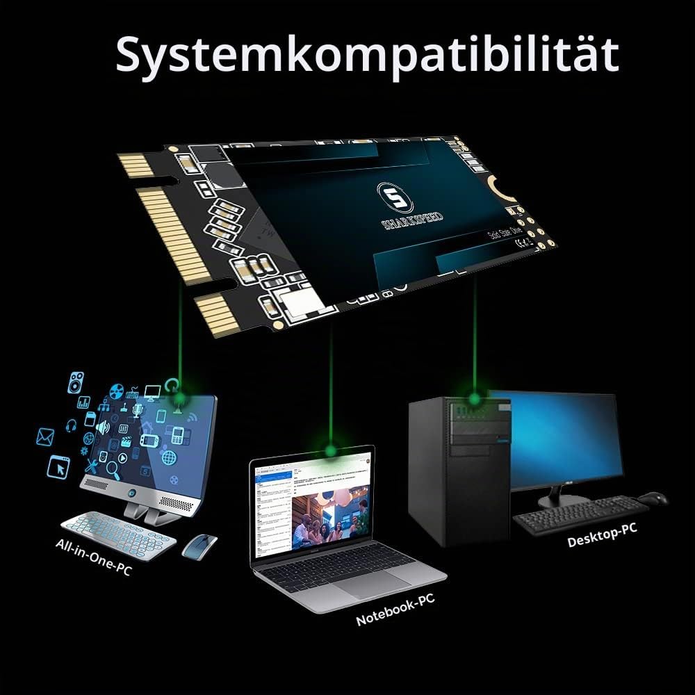 SSD 512GB M.2 2242 42mm SATA3 Festplatte Intern Solid State Drive für Laptops und Desktops 512GB M.2