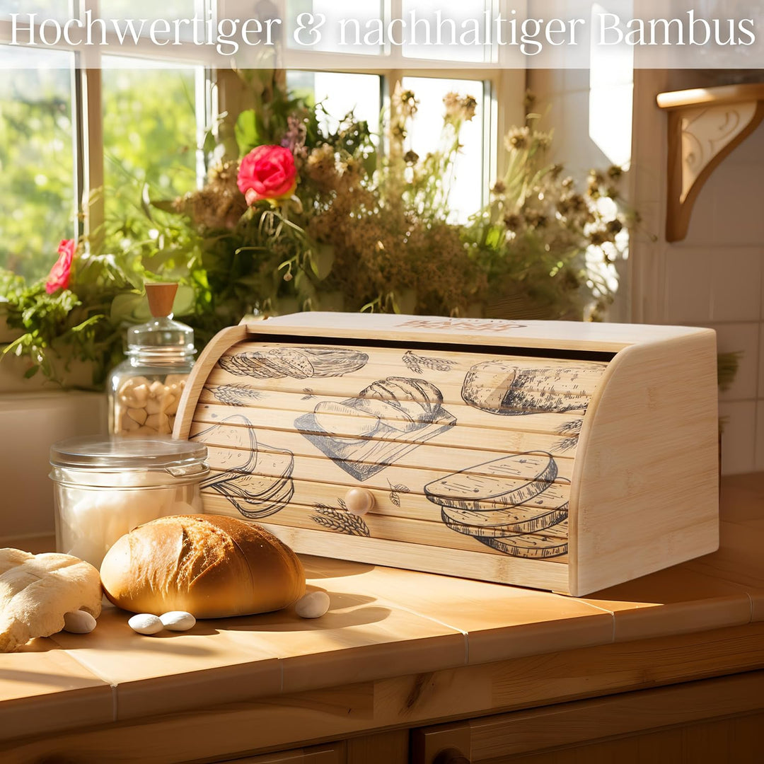 ecosa Brotbox aus nachhaltigem Bambus mit Rolldeckel Brotkasten Brotaufbewahrung Brotkorb Aufbewahru