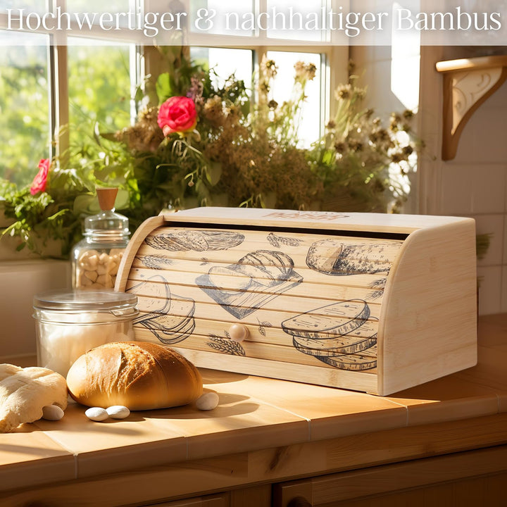 ecosa Brotbox aus nachhaltigem Bambus mit Rolldeckel Brotkasten Brotaufbewahrung Brotkorb Aufbewahru