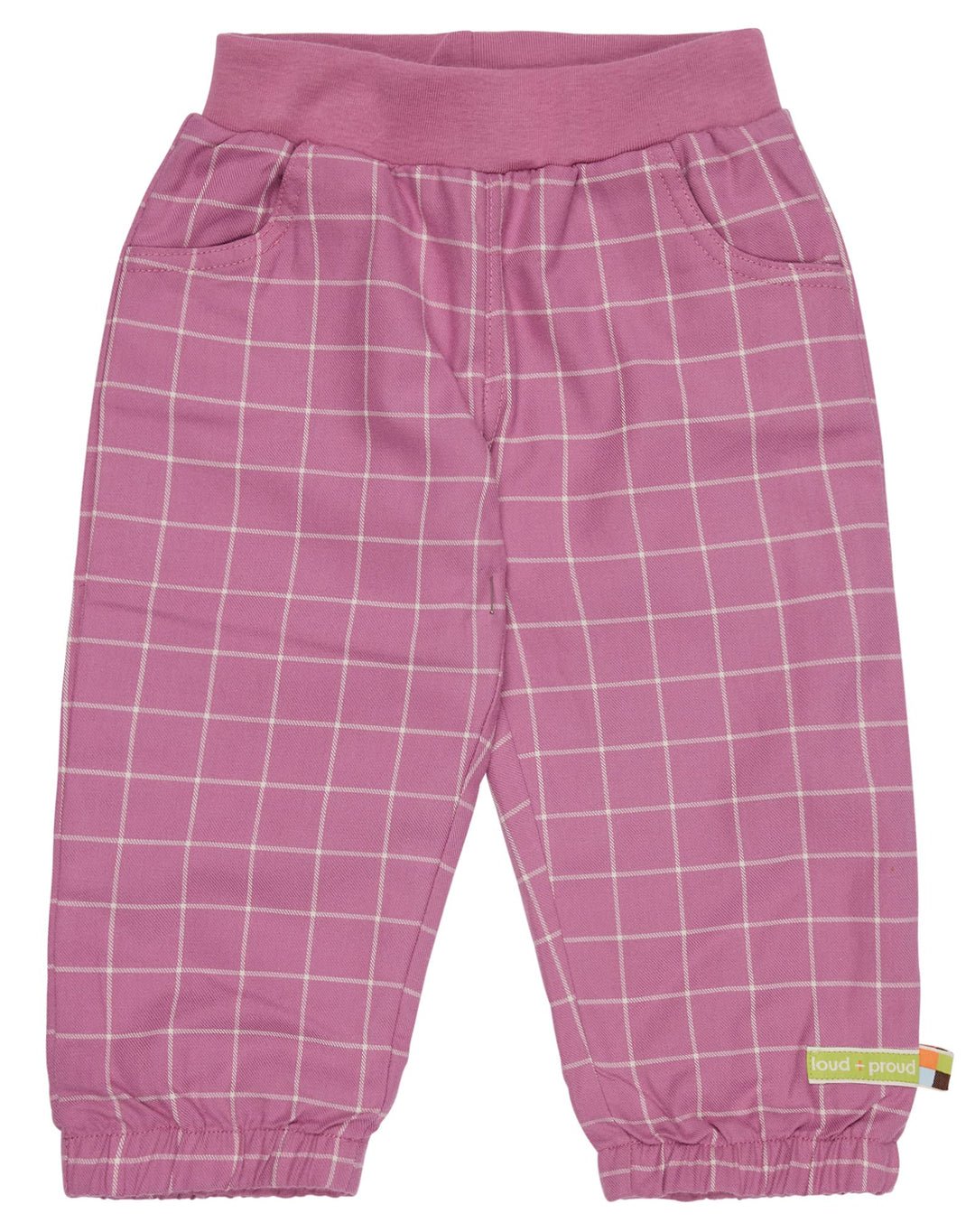 loud + proud Mädchen Karo, GOTS Zertifiziert Hose 62-68 Grape, 62-68 Grape
