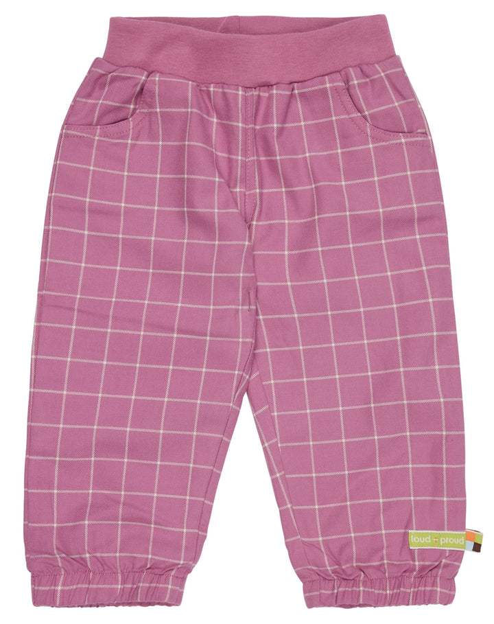 loud + proud Mädchen Karo, GOTS Zertifiziert Hose 62-68 Grape, 62-68 Grape