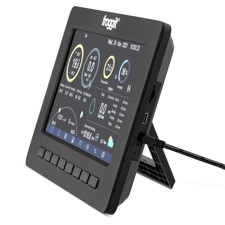 Froggit HP1000SE PRO Displayeinheit (Schwarz) Wetterstation mit Vollfarbdisplay HP1000SE PRO Display