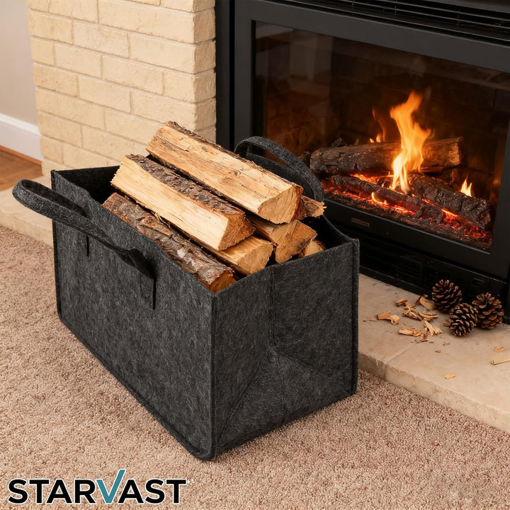 STARVAST 6 Stück Filztasche Shopper Holzkorb für Kaminholz mit Griff, robuste Einkaufstasche aus Fil