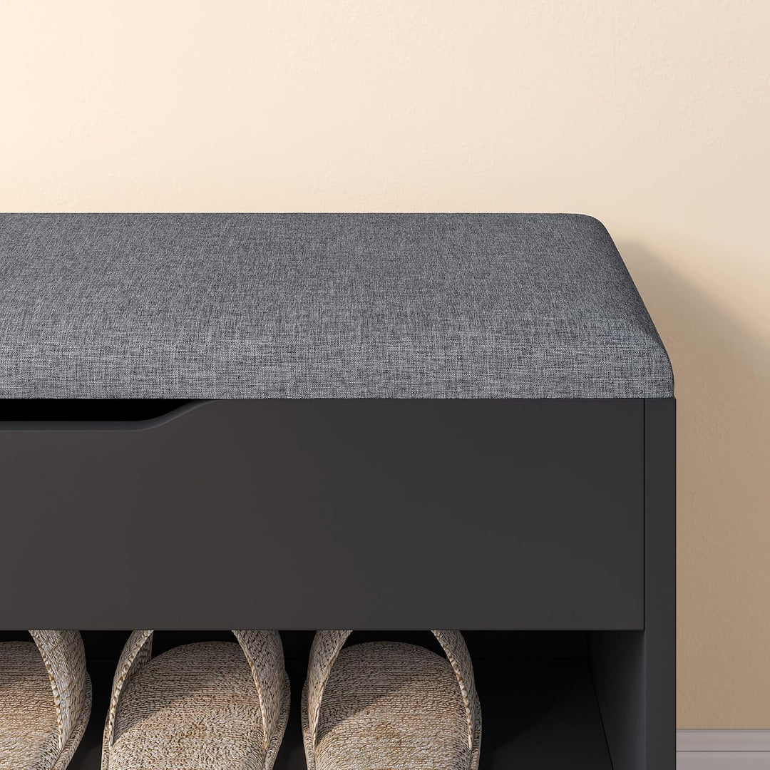 [en.casa] Schuhbank Gentofte 60x30x46cm Schuhschrank mit 3 Ablagefächern Schuhablage für 4 Paar Schu