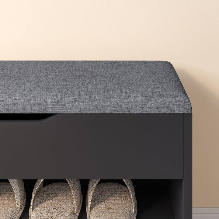 [en.casa] Schuhbank Gentofte 60x30x46cm Schuhschrank mit 3 Ablagefächern Schuhablage für 4 Paar Schu