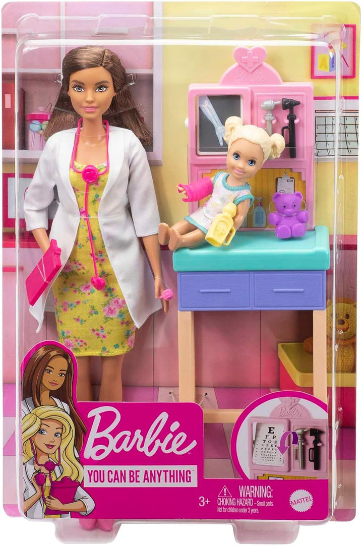 Barbie GTN52 - Kinderärztin-Spielset, brünette Puppe (ca. 30 cm), tolles Geschenk für Kinder ab 3 Ja