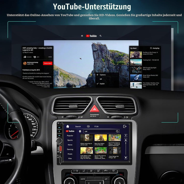 CAMECHO Autoradio mit IPS Bildschirm,7 Zoll 2 Din Apple CarPlay Android Auto Touch Screen Display, W