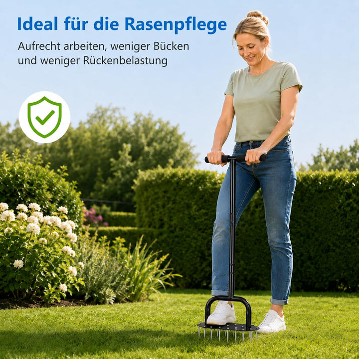 Manueller Spike-Rasenlüfter – Hochleistungs-Rasenbelüfter mit 18 langlebigen Spikes, abnehmbarer Ras