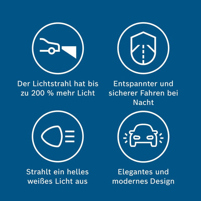 Bosch H4 Plus 200 Gigalight Halogen-Glühlampe für Auto-Scheinwerfer, 12 V 60/55 W, 200% mehr Licht -