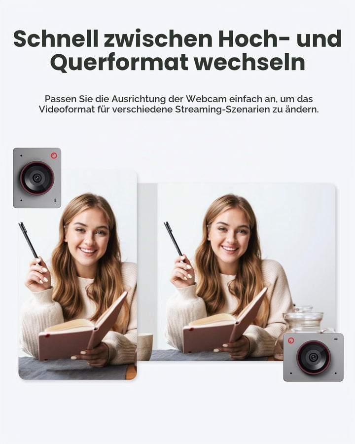 OBSBOT Meet 2-4K Webcam für PC mit 1/2" Sensor, KI Framing&amp; Autofokus, Beauty-Modus, Gestensteuerung