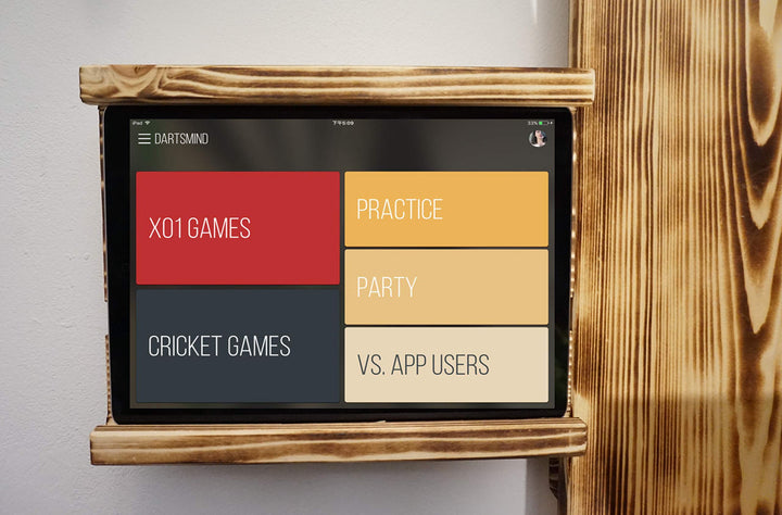 Tablet-Halter für Wooden Dartboard Surround zum Nachkauf/Ersatz (Burned Look (Geflammt), Universell: