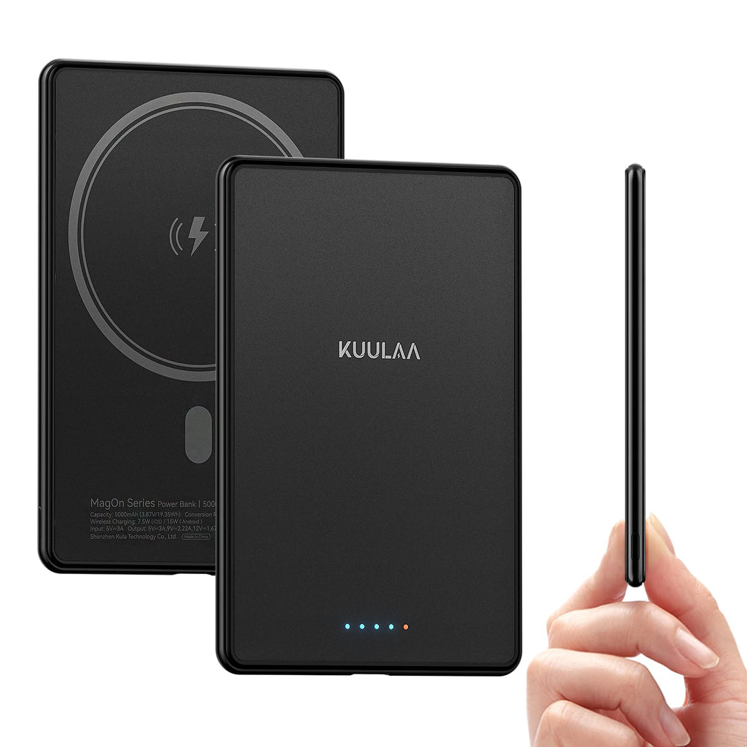 Kuulaa Ultra Slim Magsafe PowerBank,5000mAh Wireless Power Bank mit Type C 20W Output powerbank Schn