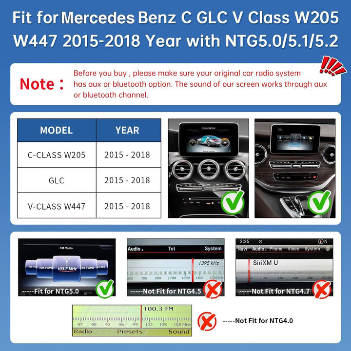 Road Top CarPlay Bildschirm, 12,3 Zoll Ultra-schmal Autoradio Stereo Touchscreen für Mercedes Benz C
