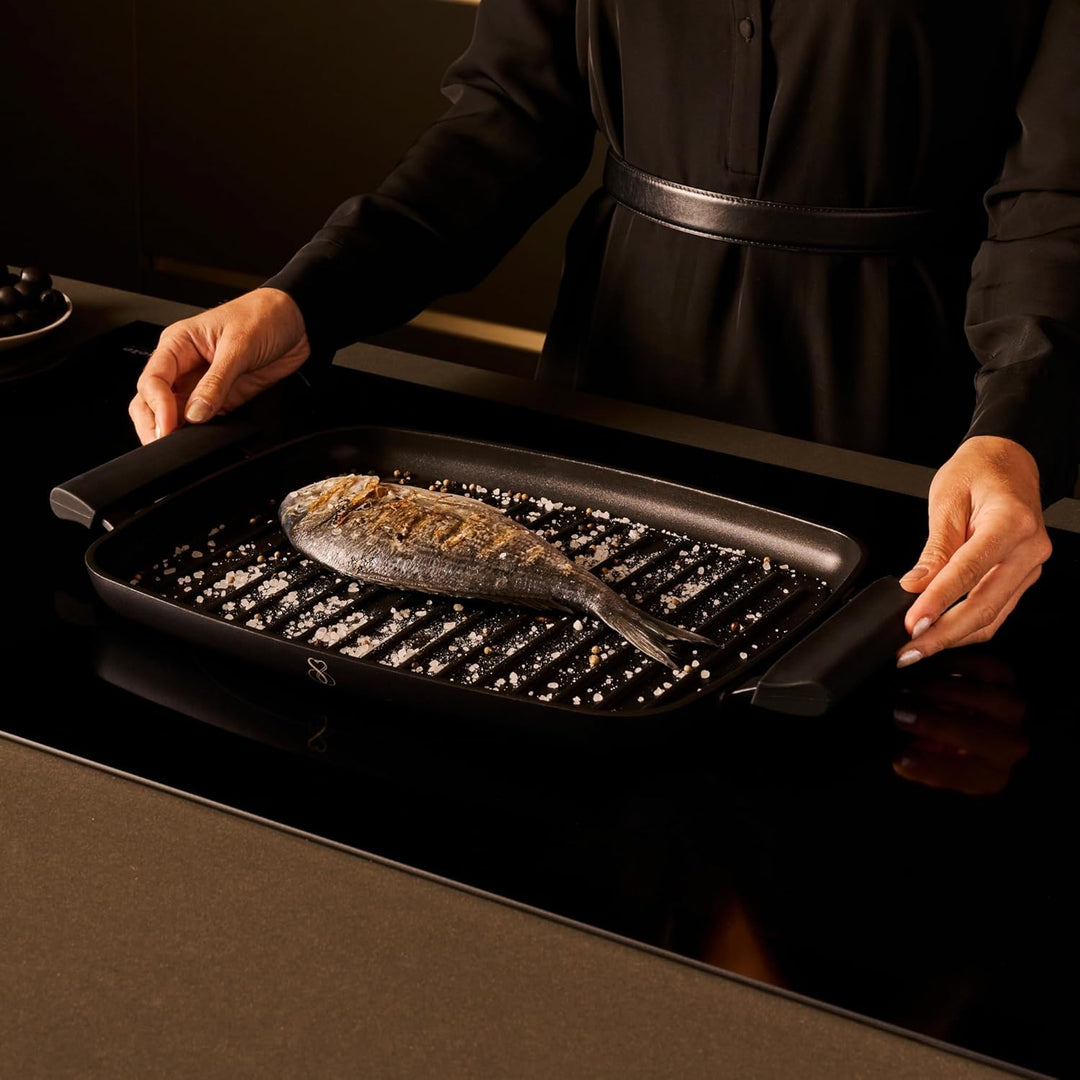 Stone&amp;Stone Grillpfanne 47 cm Rechteckig, Aluminium, Profi Antihaftbeschichtet GREBLON C3+ PFOA-frei