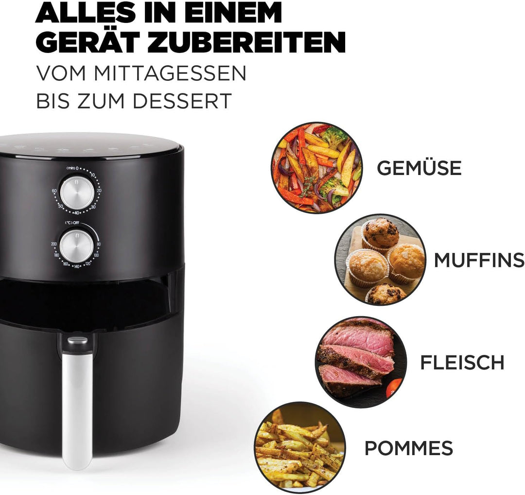 Rosmarino Infinity Essential - Effiziente 3L Heissluftfritteuse, Airfryer & Elektrogrill, Heissluftf