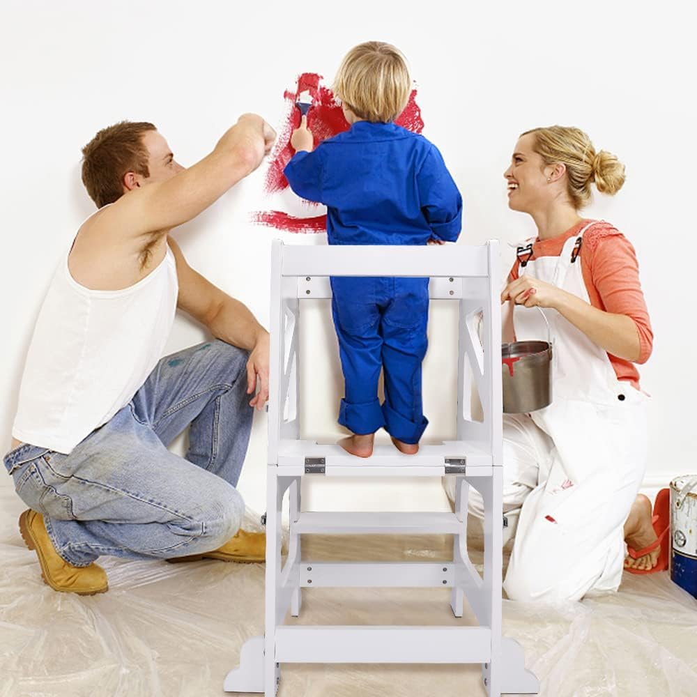 2in1 Lernturm Kinder Tritthocker Lernstuhl Kinderhocker Faltbarer Kinderschemel für Baby,mit doppels