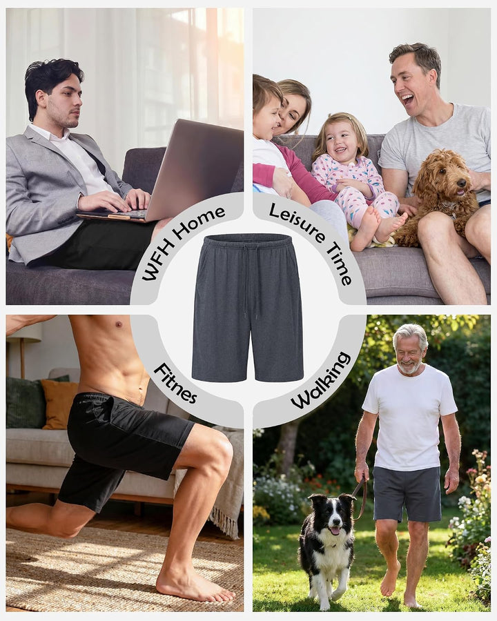 Chalier Cozy 2er Pack Pyjamahose Herren Kurz Modal Schlafanzughose Weich Verstellbare Taille, Beidse
