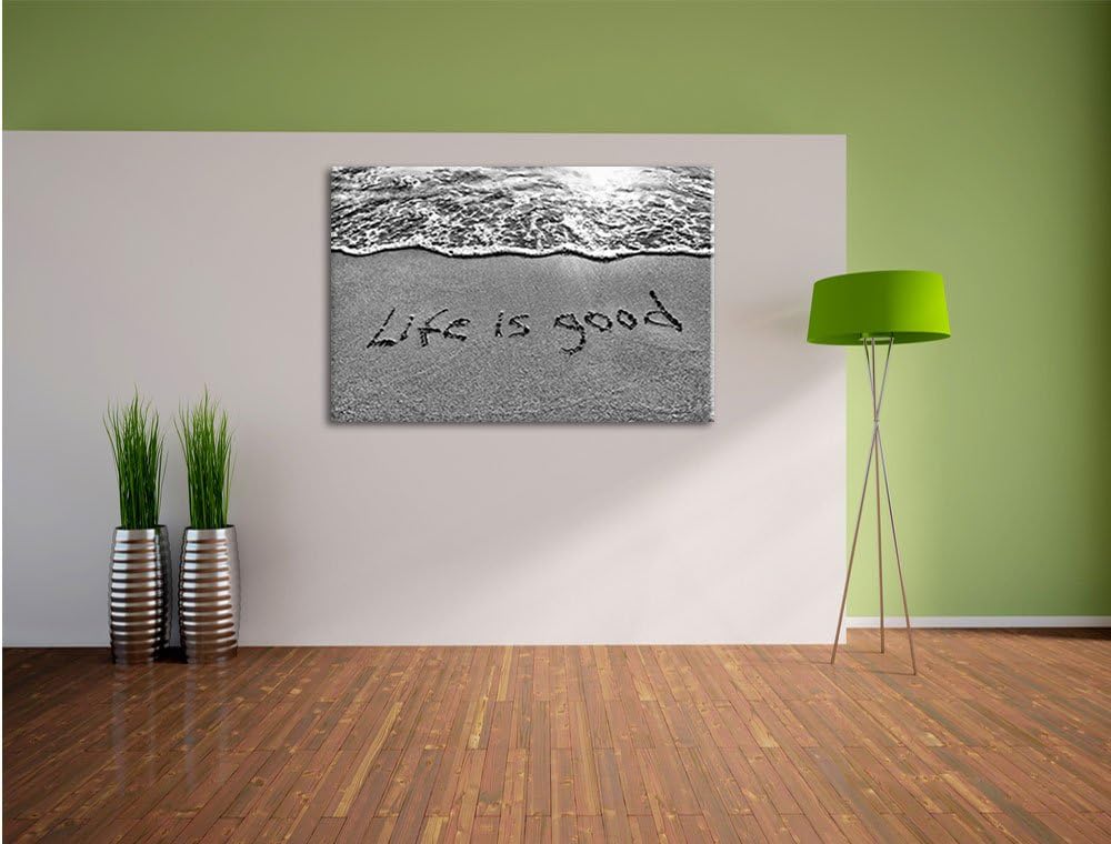 Pixxprint Sand Life is Good / 100x70cm Leinwandbild bespannt auf Holzrahmen/Wandbild Kunstdruck Deko