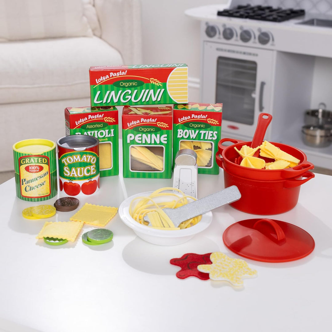 Melissa & Doug Pasta Spielset - 50+ Teile inklusive verschiedener Spiel-Nudelsorten aus Filz, Töpfe