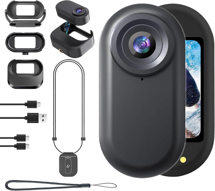 Mini Action Cam 1080P,Action Camera,Tragbare Kamera mit 360° Drehbarem Clip und Magnetclip,Mini K-Am