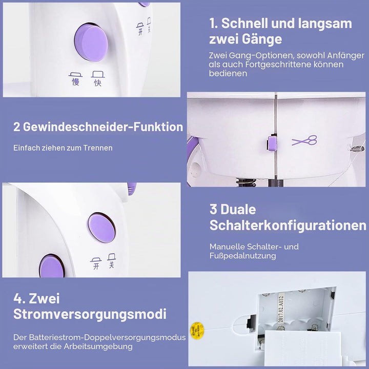 LetCart 202A Elektronische Nähmaschine, Mini-Nähmaschine, Tragbare Mini Nähmaschine mit 99 Stück Näh