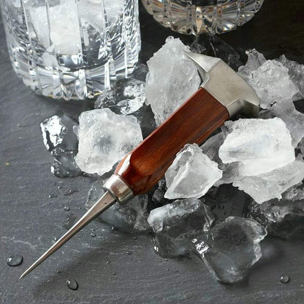 HEEPDD Ice Pick, Stainless Steel Ice Crusher with Wooden Handle and Safety Cover, Ice Chisel Tool fo