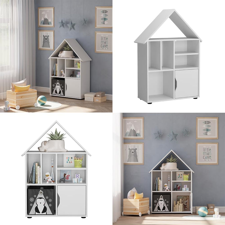 Vicco Kinderregal Weiss Estell - 71x112x32 cm hergestellt aus Spanplatte - Bücherregal ideal fürs Ki