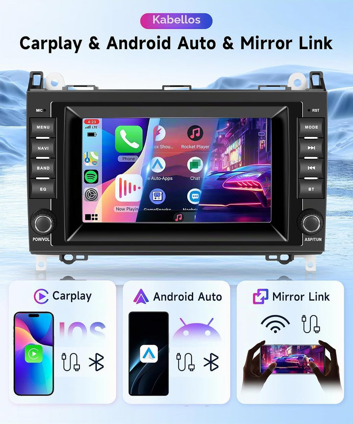 2+64G 7" Android Autoradio für Mercedes-Benz A-Klasse W169/B-Klasse W245/Viano/Vito W639/Sprinter W9
