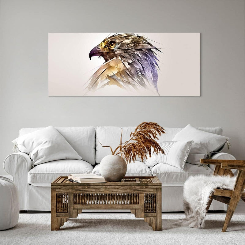 Wandbilder Dekoration Wohnzimmer Adler Vogel Feder Panorama Bilder auf Leinwand 120x50cm Leinwandbil