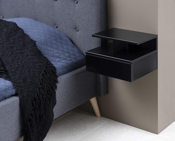 AC Design Furniture Fia Nachttisch mit 1 Schublade in Schwarz, 1 Stück, Wandschrank im Minimalistisc