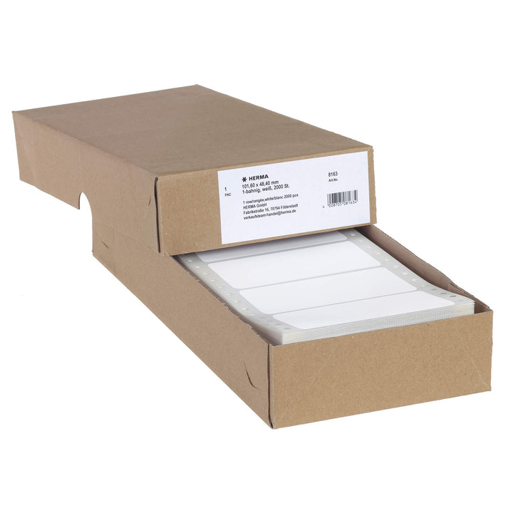 HERMA 8163 Computeretiketten endlos, 101,6 x 48,4 mm, 1-bahnig, 2000 Aufkleber, selbstklebend, Endlo