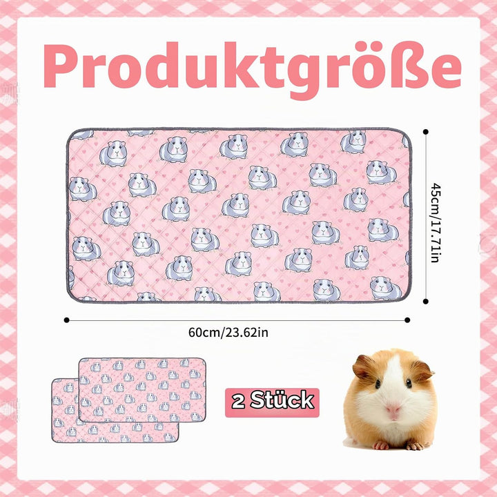 pipipads meerschweinchen, 2 Stück Pads für Meerschweinchen Hamsterkäfigmatte, 60x45cm, Rosa, Ideal F