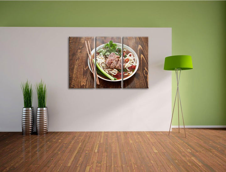 Japanische Brühe Miso als 3-Teiler Leinwandbild 120x80 Bild auf Leinwand, XXL riesige Bilder fertig