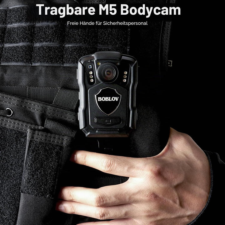 Boblov 256 GB M5 Body Kamera, 2K Body Mounted Kamera, GPS Enabled & 1440P, Built-in 4200 mAh Battery