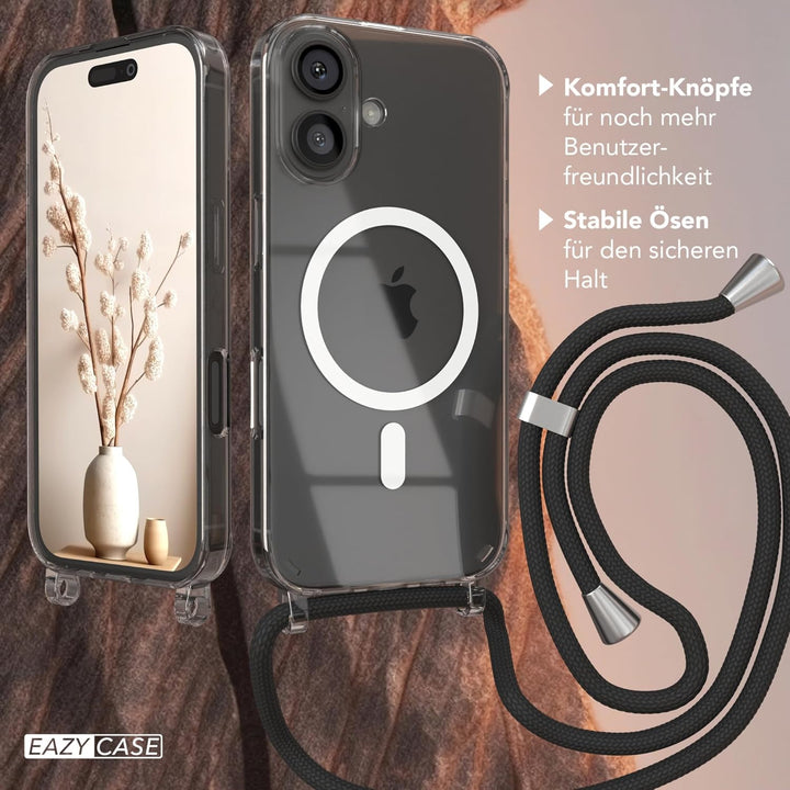 EAZY CASE - Handykette kompatibel mit iPhone 16 Kette zum Umhängen Stossfest Handyhülle für Apple iP